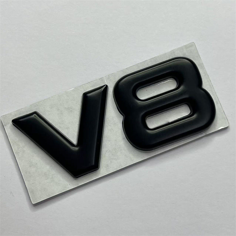 Car modification metal label, split V6 V8 large displacement label 3D three-dimensional rear decoration car sticker, side label