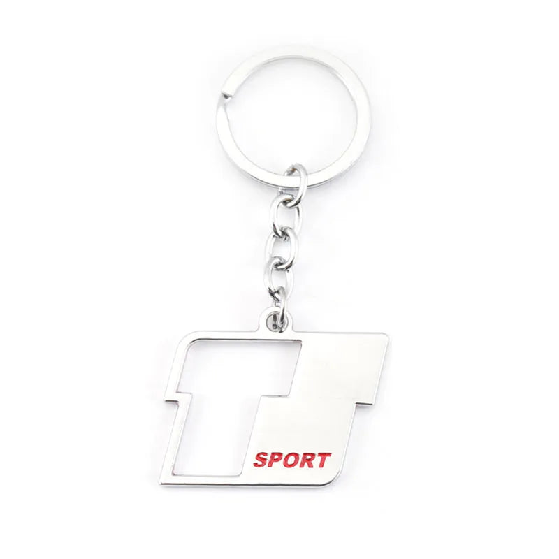 Metal T Sport Logo Car Keychain Key Ring Holder for Toyota RAV4 Prado Corolla Tundra Highlander Hiace Venza Camry Prius Tacoma