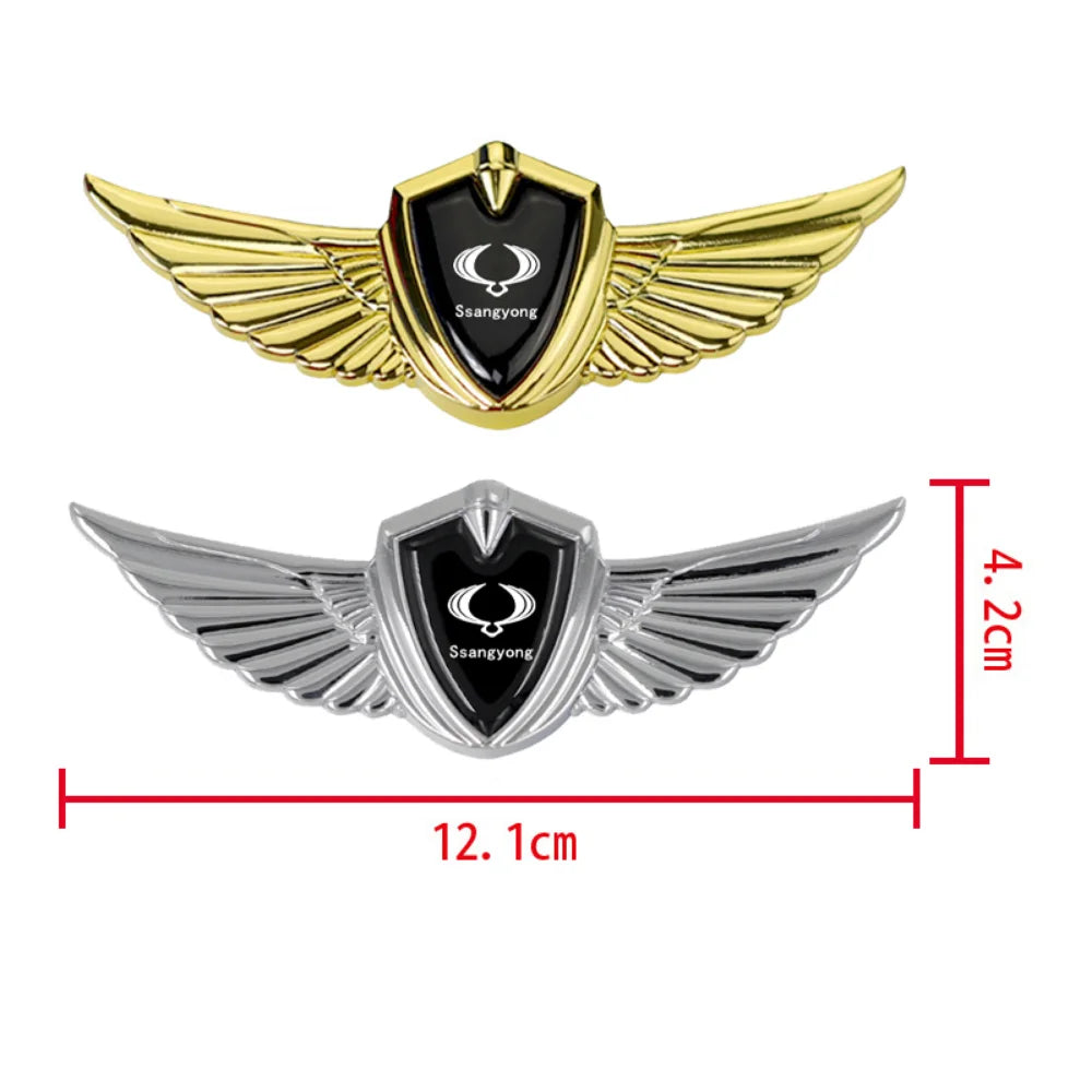 3D Wings Styling Sticker Car Hood Trunk Fender for SSANG YONG Actyon Rexton Kyron Korando Chairman Musso Auto Emblem Accessories