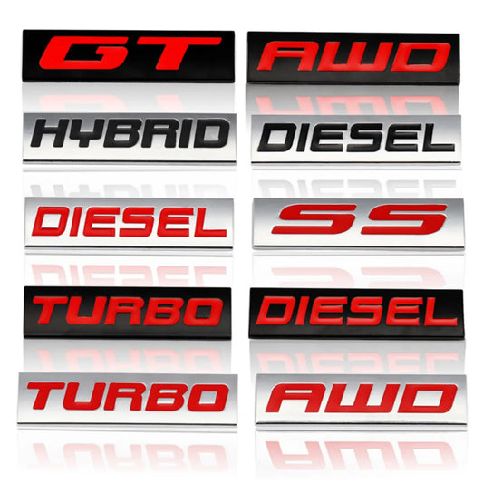 Car Sticker GT AWD Hybrid Diesel SS Turbo Logo Emblem Badge Decals for Benz AMG BMW Mazda Chevrolet Ford Opel Audi Volvo