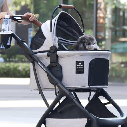 Pet cart, cat and Dog cart, with Storage Basket, Separable Light Dog cart, with unzipped Hood Design, with Water Cup Holder, Suitable for Small and Medium-Sized Pets