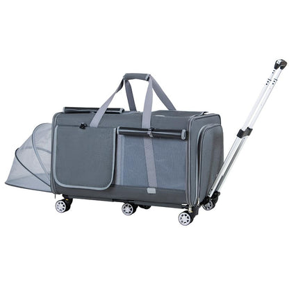 Pet Carrier with Wheels for Large Cat Carrier with Wheels for 2 Large Cats Rolling Pet Carrier with Durable Wheels,Double Cat Carrier Ideal for 2 Cats,Pet Carrier with Wheels for 2 cat