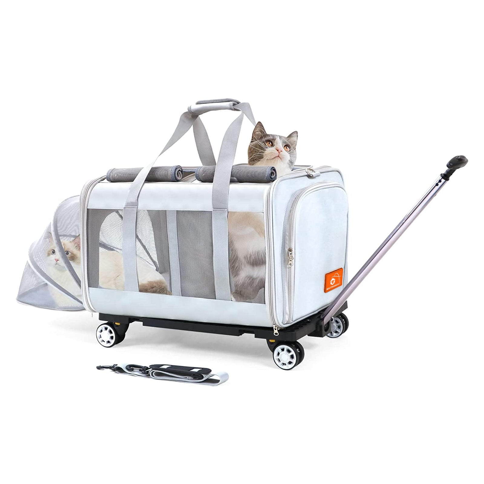 BEAUTYMONKEY.K ペットキャリー キャスター付き2匹用 猫 キャリーケース 2匹 猫 キャリーバッグ 2匹用 通気性 通院 災害避難 旅行 車載 キャンピング用