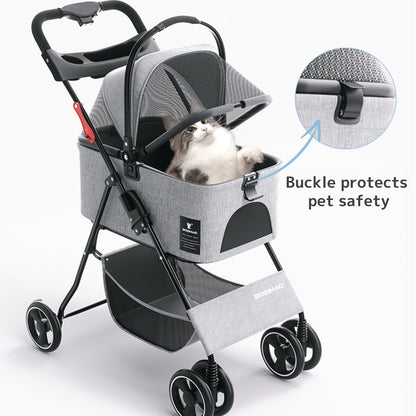 Pet Stroller for Cats Medium Size Pet Stroller for Cats and Dogs, Lightweight Foldable Outdoor Travel Detached Pet Stroller Pet Stroller for Small Dogs