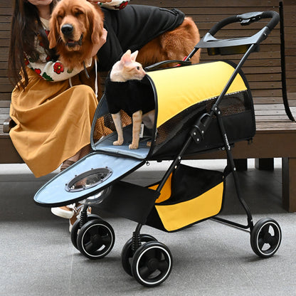 Pet Cart, Folding Dog Stroller, Cat, 360° Rotation Front Wheel, Rear Wheel Brake, Multifunctional, Small Dogs, Medium Cats, Walking, Going Out, Prevents Jumping Out, Lightweight, Going Out, Walking, Easy To Assemble