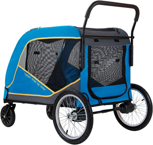 Dog Stroller for Large Pet Jogger 4 Wheel Stroller for 2 Dogs Animal Stroller Breathable and Large Capacity Storage Space Pet Can Easily Walk Pet Stroller for Large Dog
