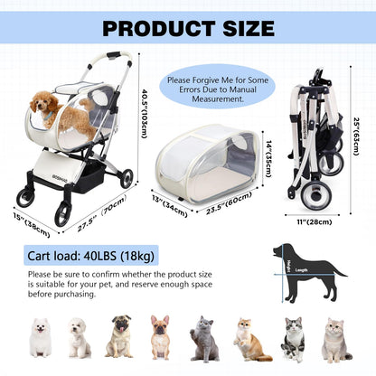 Pet Strollers for Large Cat,Cat Stroller for 1,Pink Large Cat Strollers,Cat Stroller Pink,Easy Fold Pet Stroller for Small Dogs 4 Wheels Puppy Stroller Pet Gear Dog Stroller,Cat Stroller