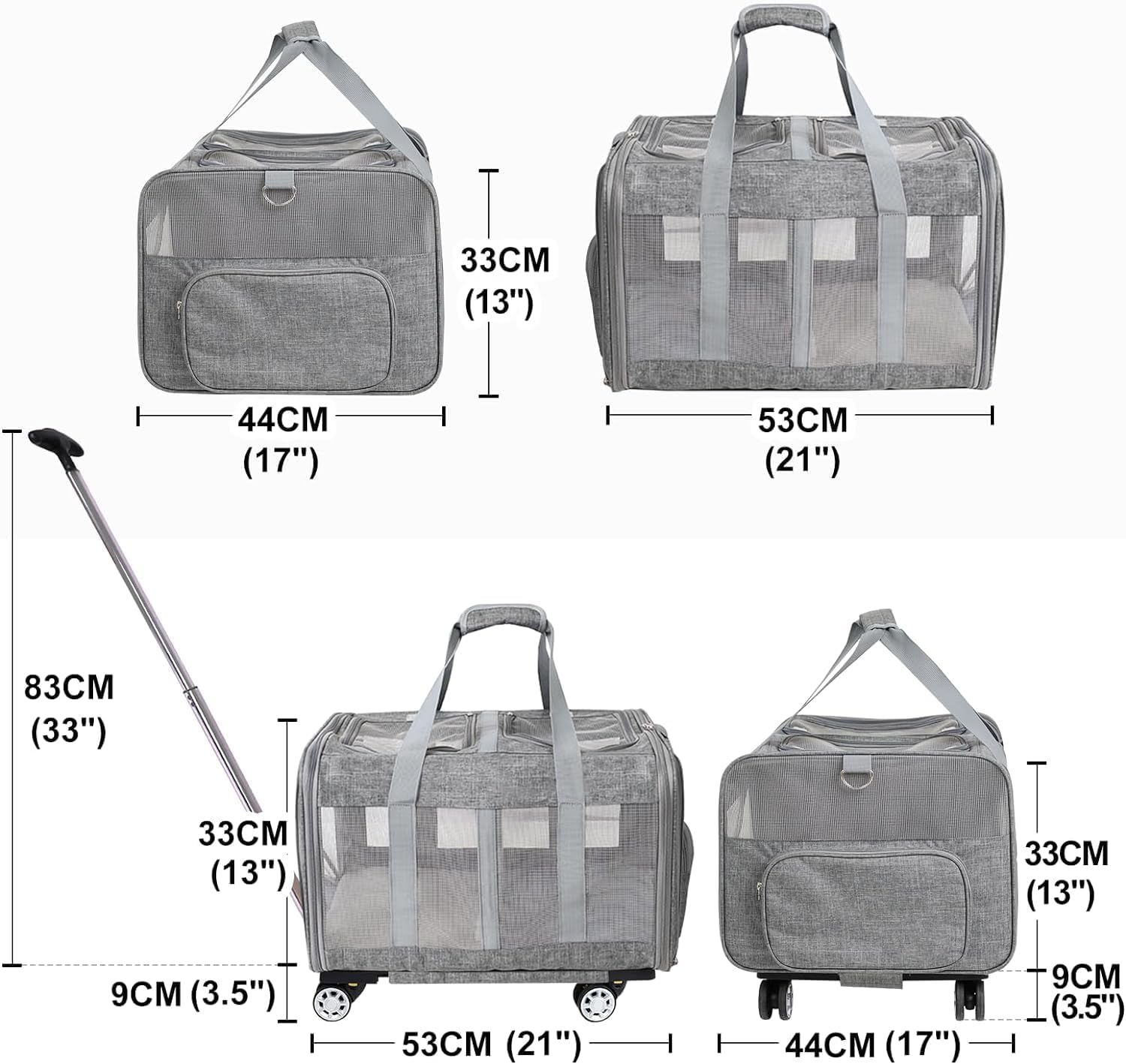 BEAUTYMONKEY.K ペットキャリー キャスター付き2匹用 猫 キャリーケース 2匹 猫 キャリーバッグ 2匹用 通気性 通院 災害避難 旅行 車載 キャンピング用