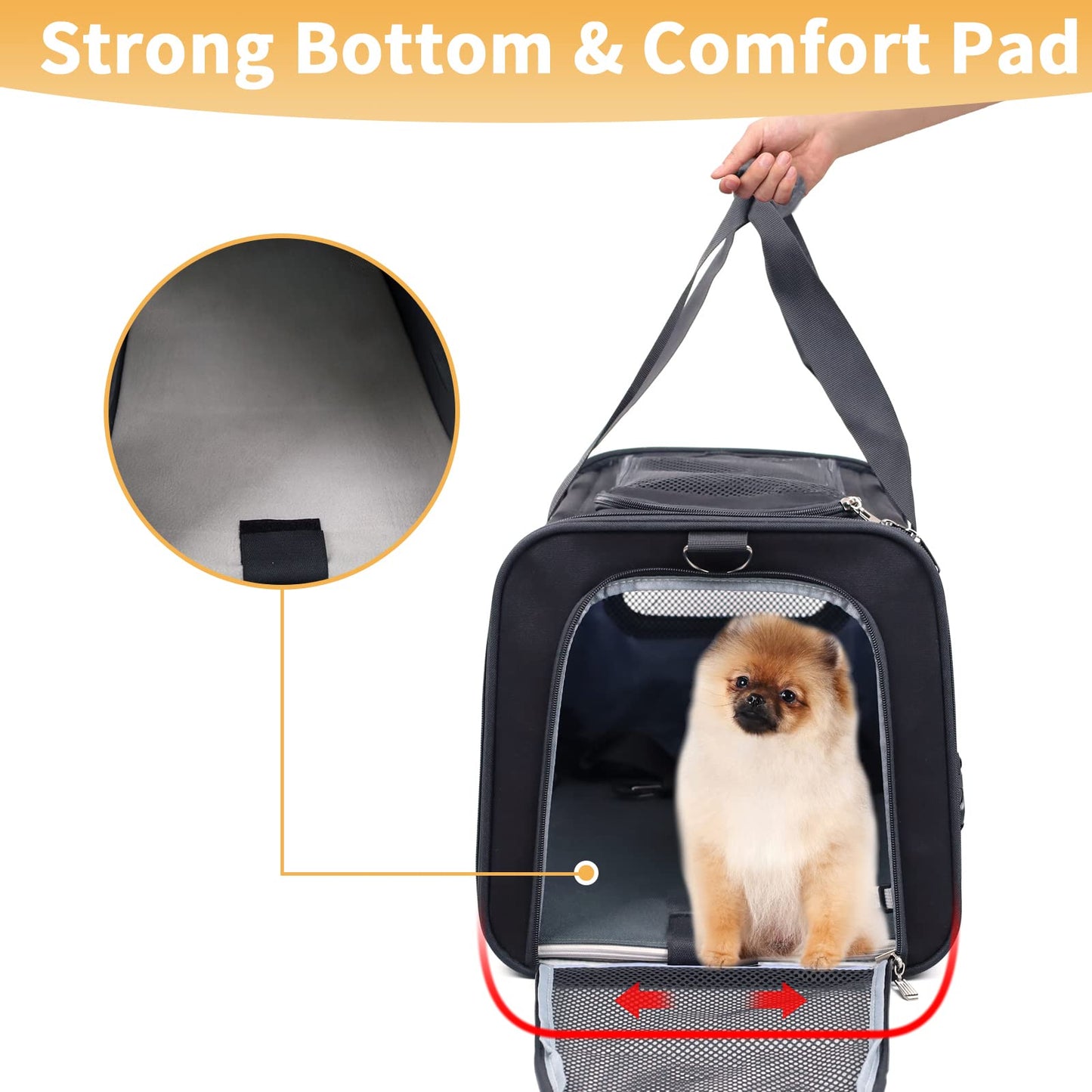 Soft Side Pet Carrier, Cat Carrier Bag, Pet Carrier Bag for Small Dog Cat, Portable Bag Carrier for Small to Medium Cat and Small Dog,Cat Carrier 47L x 31W x 30H Centimetres