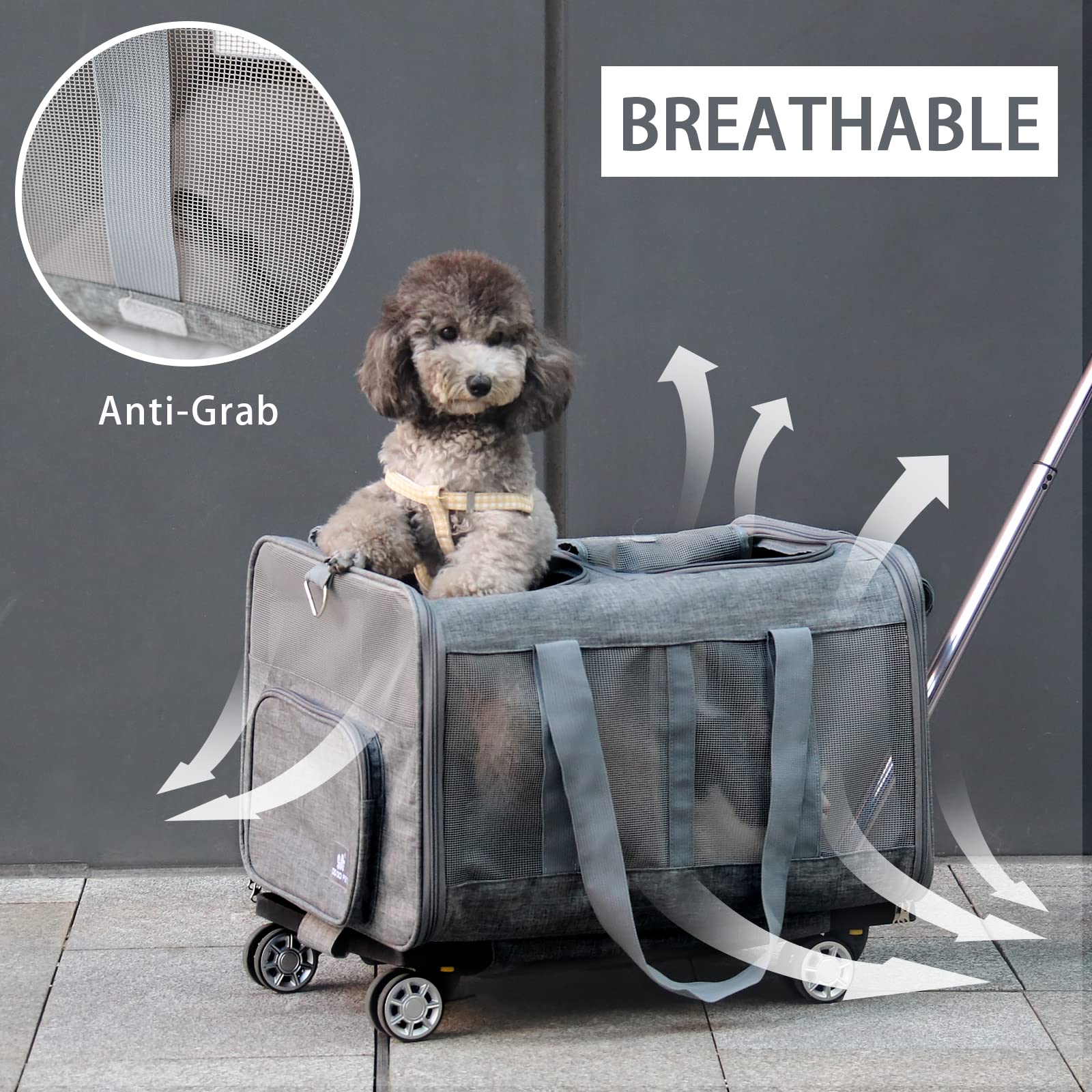 Large cat carrier with wheels Double Cat Carrier with Wheels for 2 Cats Rolling Pet Carrier with Wheels Cat Carrier for Two Cats on Durable Wheels Cat Carrier for 2 CatsPet Rolling Carrier with Wheels