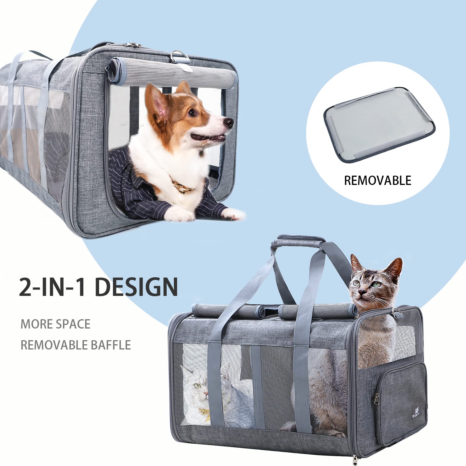 Large cat carrier with wheels Double Cat Carrier with Wheels for 2 Cats Rolling Pet Carrier with Wheels Cat Carrier for Two Cats on Durable Wheels Cat Carrier for 2 CatsPet Rolling Carrier with Wheels
