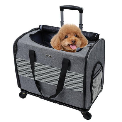 Large Cat Carrier with Wheels, Dog Carriers for Small Dogs, Rolling Pet Carrier,Easy to Fold,Small Dog Travel Carrier 48 * 29 * 98CM
