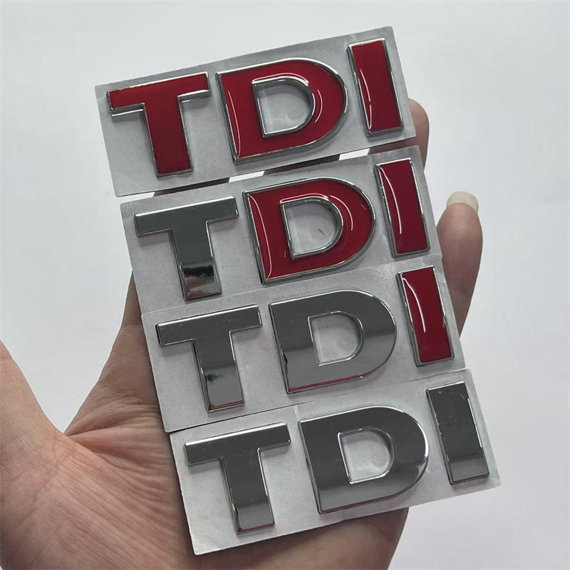 Suitable for Volkswagen, modified metal car sticker TDI car logo, side logo, tail logo, middle net logo, sports displacement logo