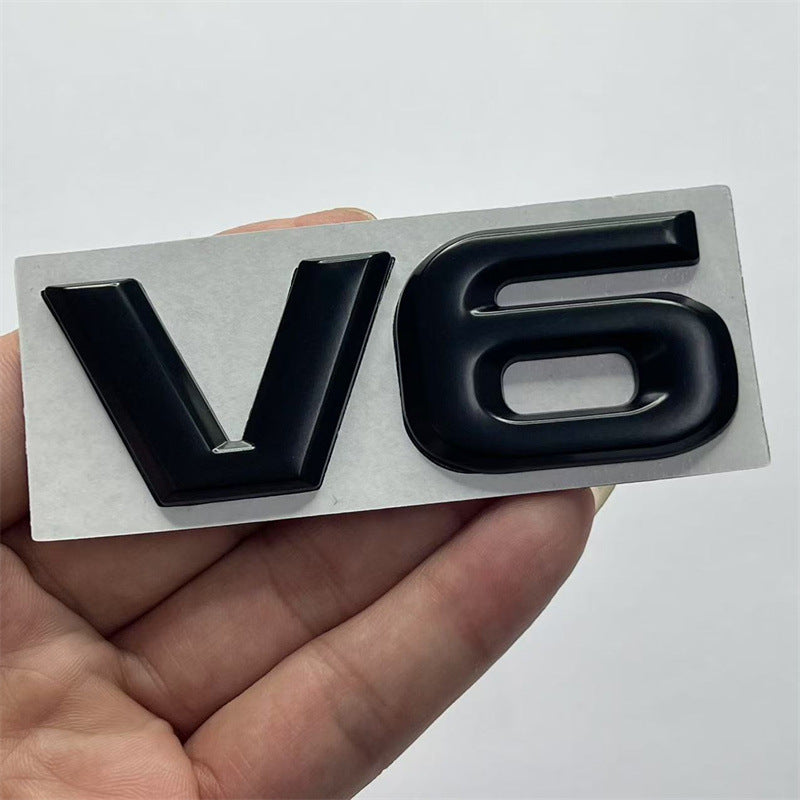 Car displacement standard V6 fender car logo, metal V6 modified displacement car sticker V6 rear label V6 side label