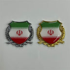 汽车金属伊郎国旗车贴个性改装侧标 3D麦穗伊郎侧标国旗车贴 尾标