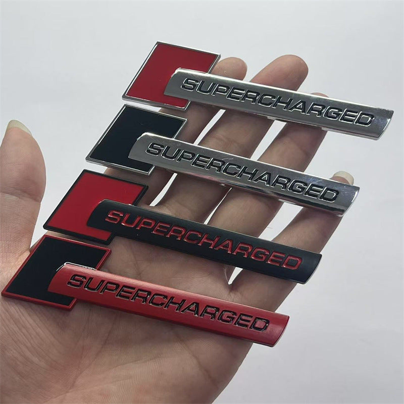 Suitable for SUPERCHARGED metal car labeling, turbocharged modified car metal sticker side sticker, applicable