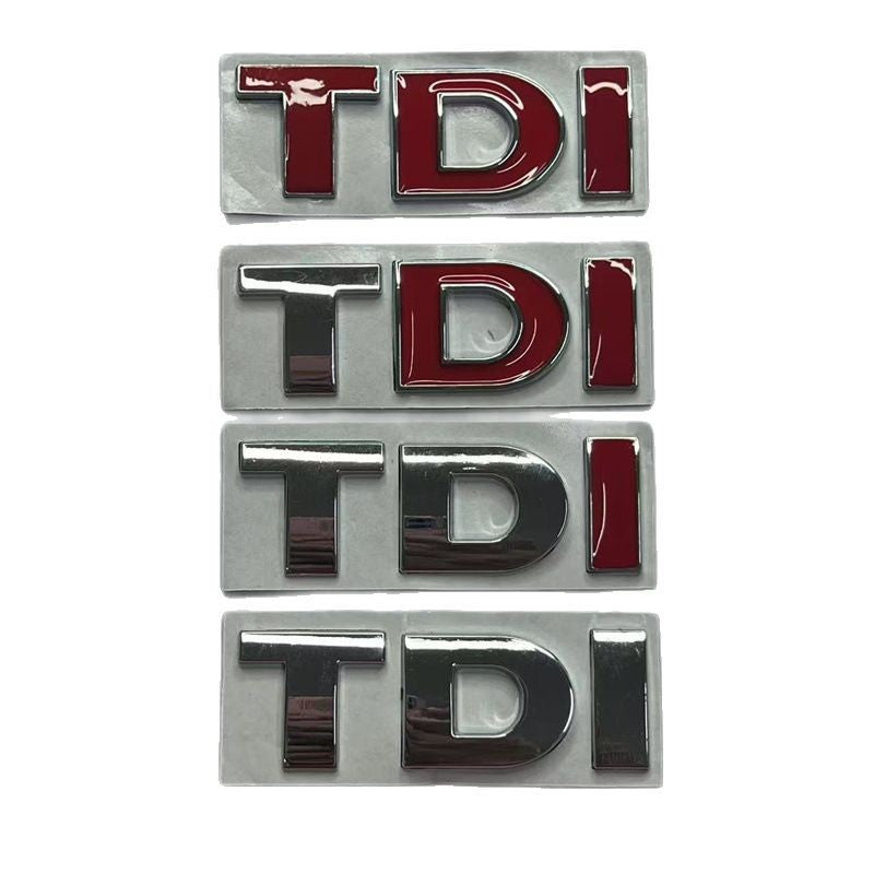 Suitable for Volkswagen, modified metal car sticker TDI car logo, side logo, tail logo, middle net logo, sports displacement logo