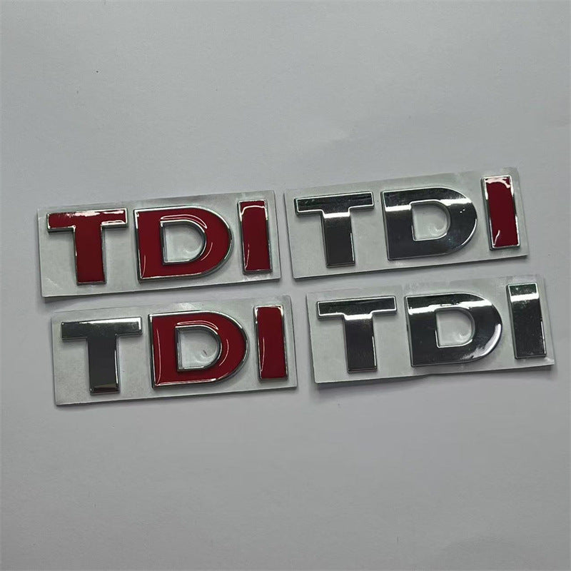 Suitable for Volkswagen, modified metal car sticker TDI car logo, side logo, tail logo, middle net logo, sports displacement logo