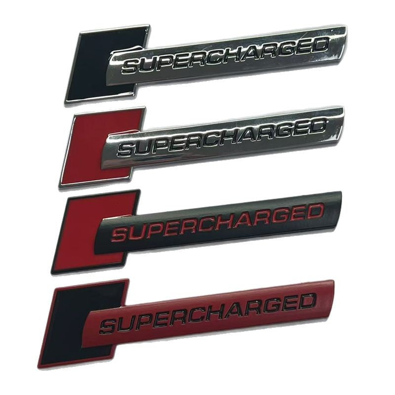Suitable for SUPERCHARGED metal car labeling, turbocharged modified car metal sticker side sticker, applicable