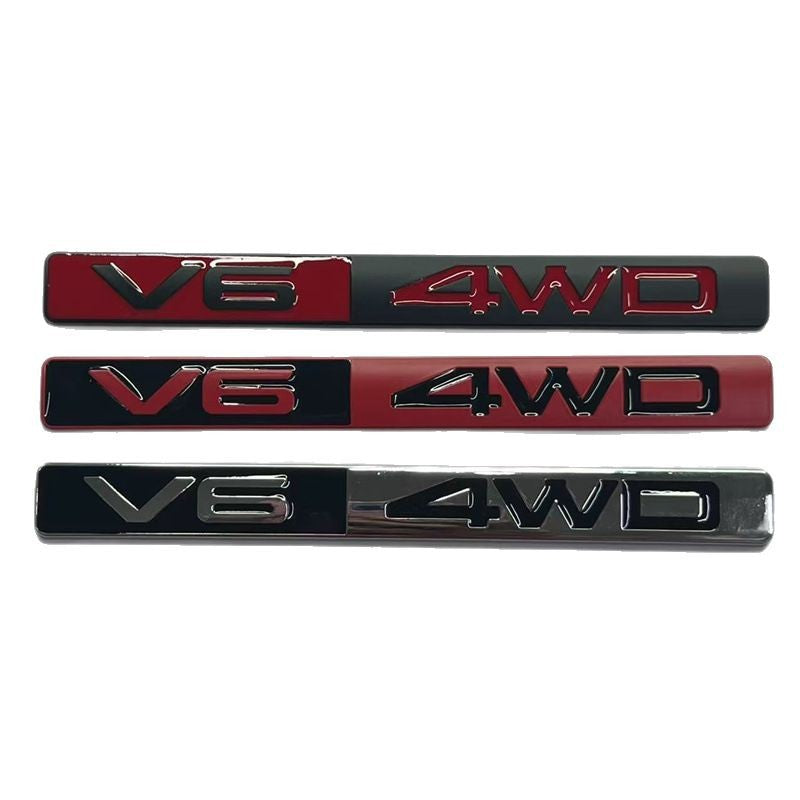 Suitable for car V6 4WD metal modified car logo 3D sports racing off-road body rear flap labeling