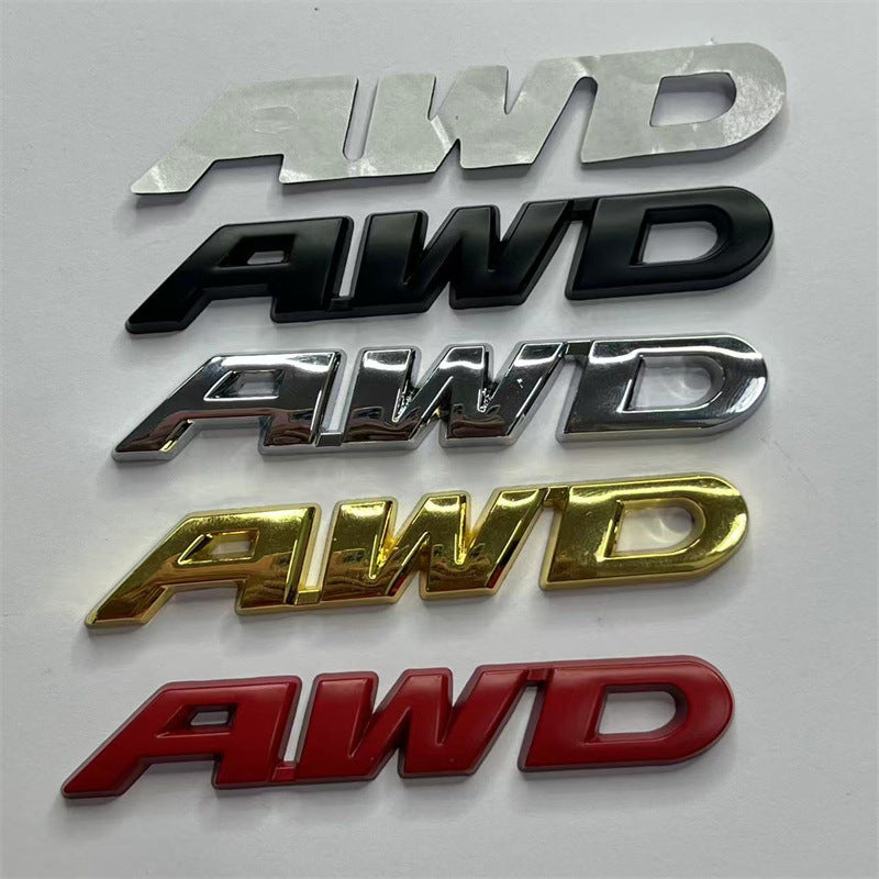 Car AWD metal car logo, modified trunk tail label, small AWD displacement label, side label, leaf board car sticker