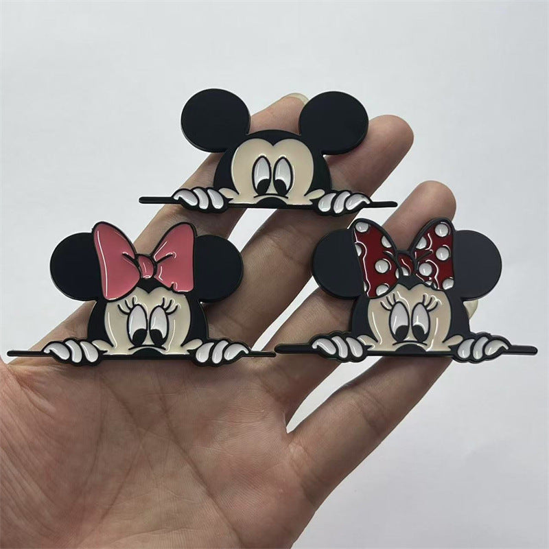 金属车贴米老鼠米奇米妮可爱车贴遮挡划痕遮盖车窗车贴叶子板侧标