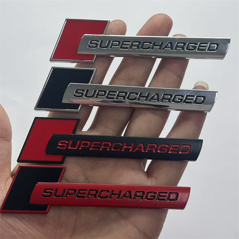 Suitable for SUPERCHARGED metal car labeling, turbocharged modified car metal sticker side sticker, applicable