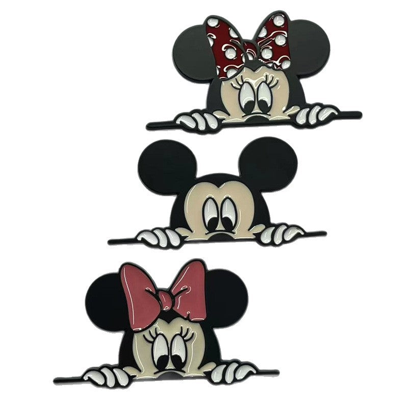 金属车贴米老鼠米奇米妮可爱车贴遮挡划痕遮盖车窗车贴叶子板侧标