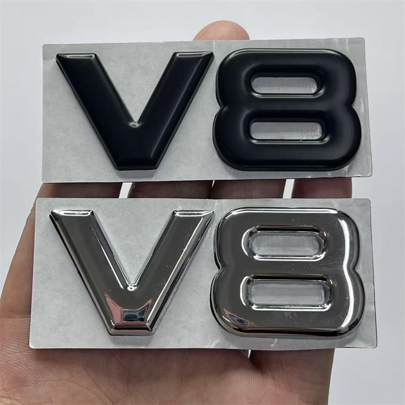 Metal displacement V8 car label, suitable for the new Highlander V8 metal modified car sticker V8 rear four-wheel drive label