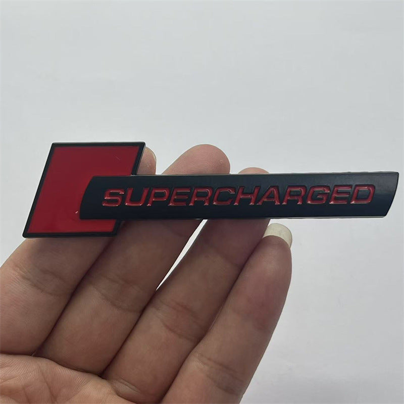 Suitable for SUPERCHARGED metal car labeling, turbocharged modified car metal sticker side sticker, applicable