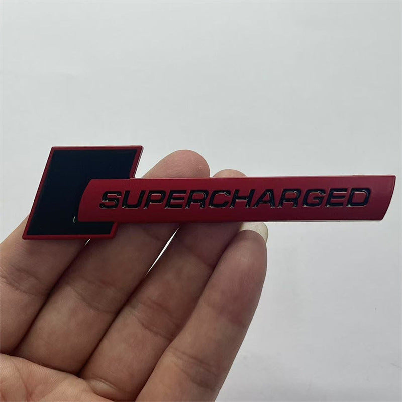 Suitable for SUPERCHARGED metal car labeling, turbocharged modified car metal sticker side sticker, applicable