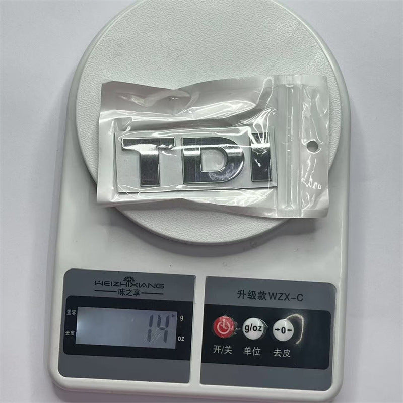 Suitable for Volkswagen, modified metal car sticker TDI car logo, side logo, tail logo, middle net logo, sports displacement logo