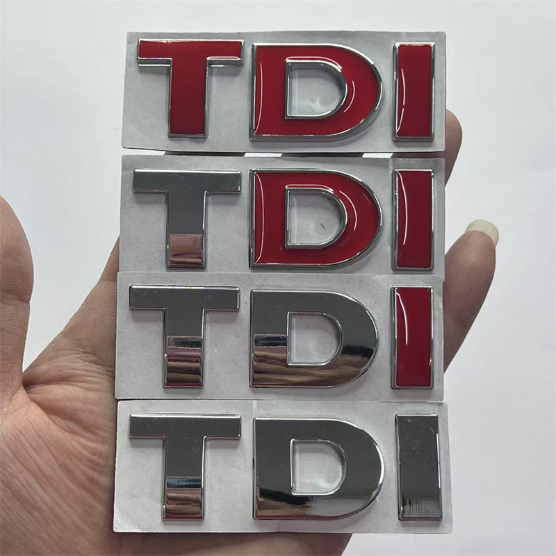 Suitable for Volkswagen, modified metal car sticker TDI car logo, side logo, tail logo, middle net logo, sports displacement logo