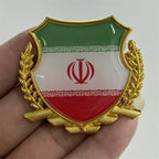 汽车金属伊郎国旗车贴个性改装侧标 3D麦穗伊郎侧标国旗车贴 尾标