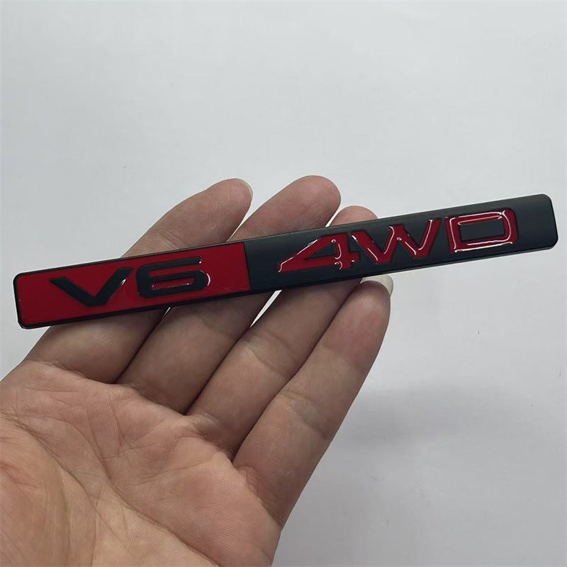 Suitable for car V6 4WD metal modified car logo 3D sports racing off-road body rear flap labeling