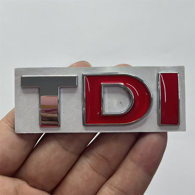 Suitable for Volkswagen, modified metal car sticker TDI car logo, side logo, tail logo, middle net logo, sports displacement logo