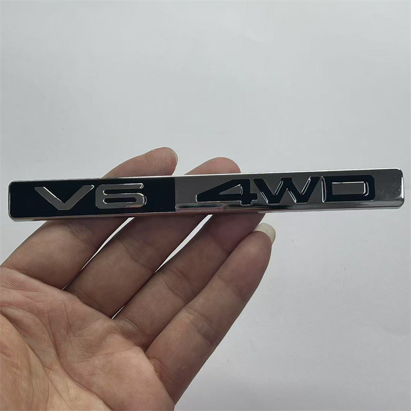 Suitable for car V6 4WD metal modified car logo 3D sports racing off-road body rear flap labeling