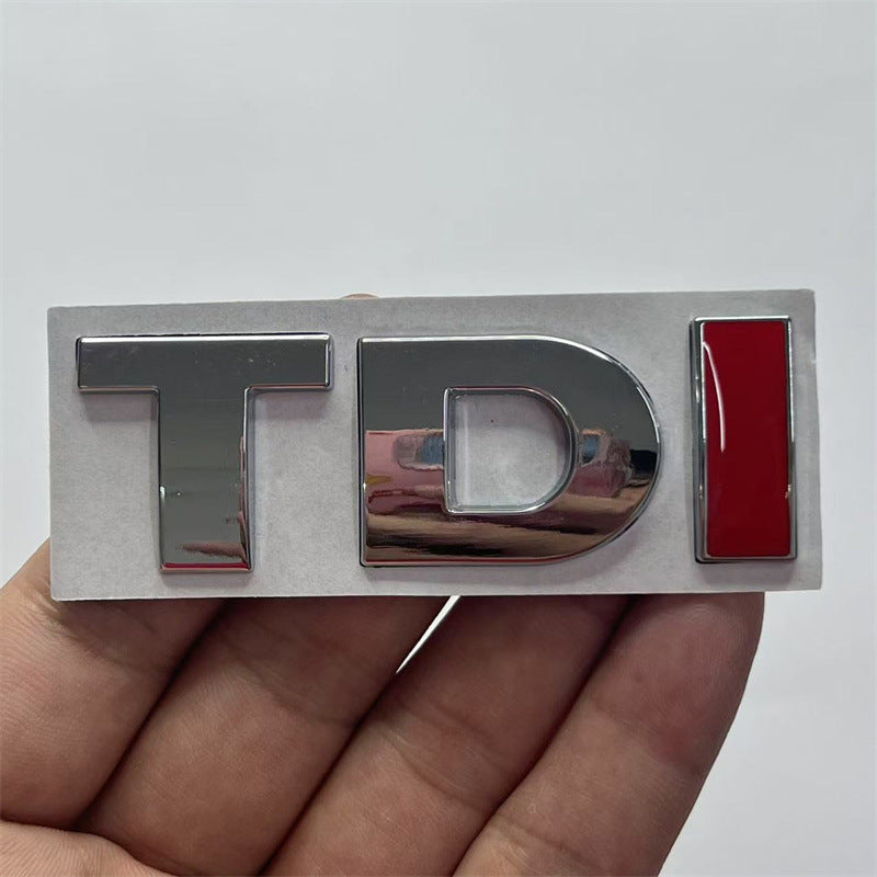 Suitable for Volkswagen, modified metal car sticker TDI car logo, side logo, tail logo, middle net logo, sports displacement logo