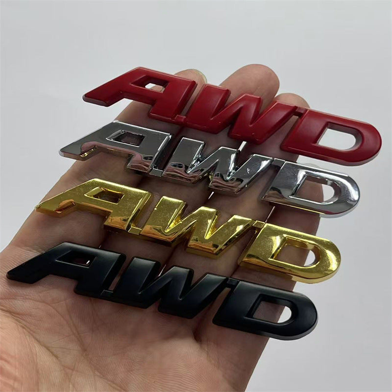 Car AWD metal car logo, modified trunk tail label, small AWD displacement label, side label, leaf board car sticker