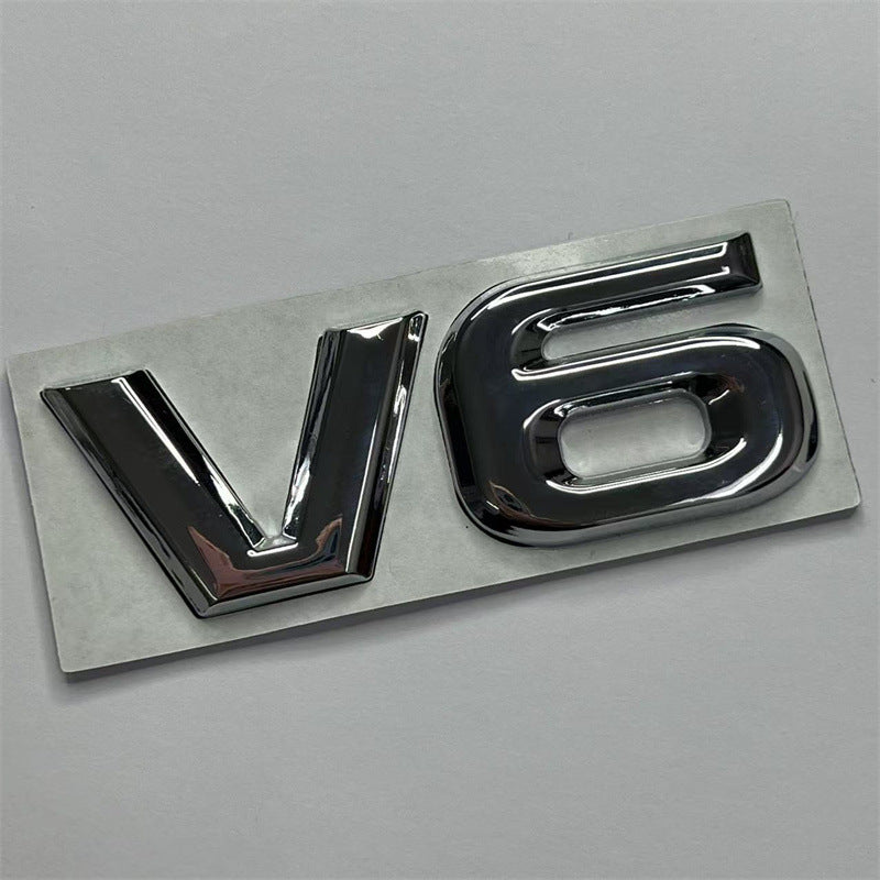 Car displacement standard V6 fender car logo, metal V6 modified displacement car sticker V6 rear label V6 side label