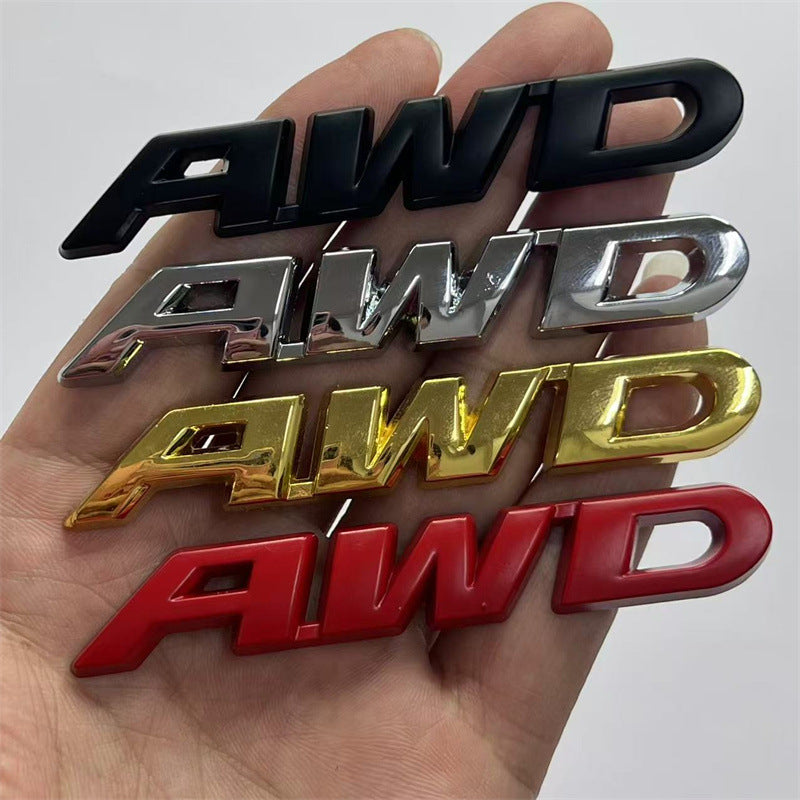 Car AWD metal car logo, modified trunk tail label, small AWD displacement label, side label, leaf board car sticker