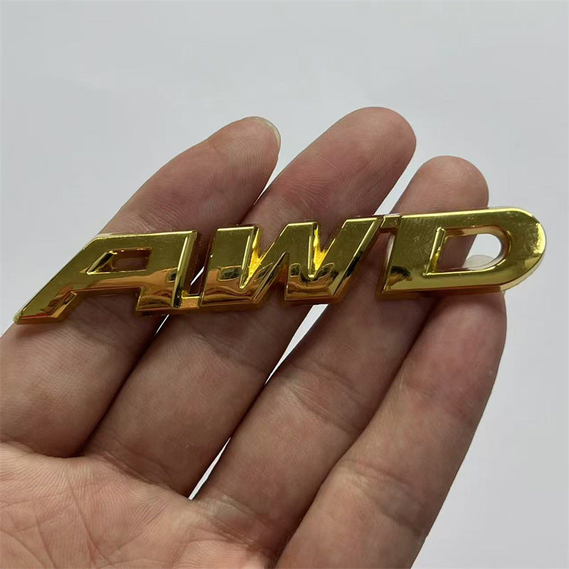 Car AWD metal car logo, modified trunk tail label, small AWD displacement label, side label, leaf board car sticker