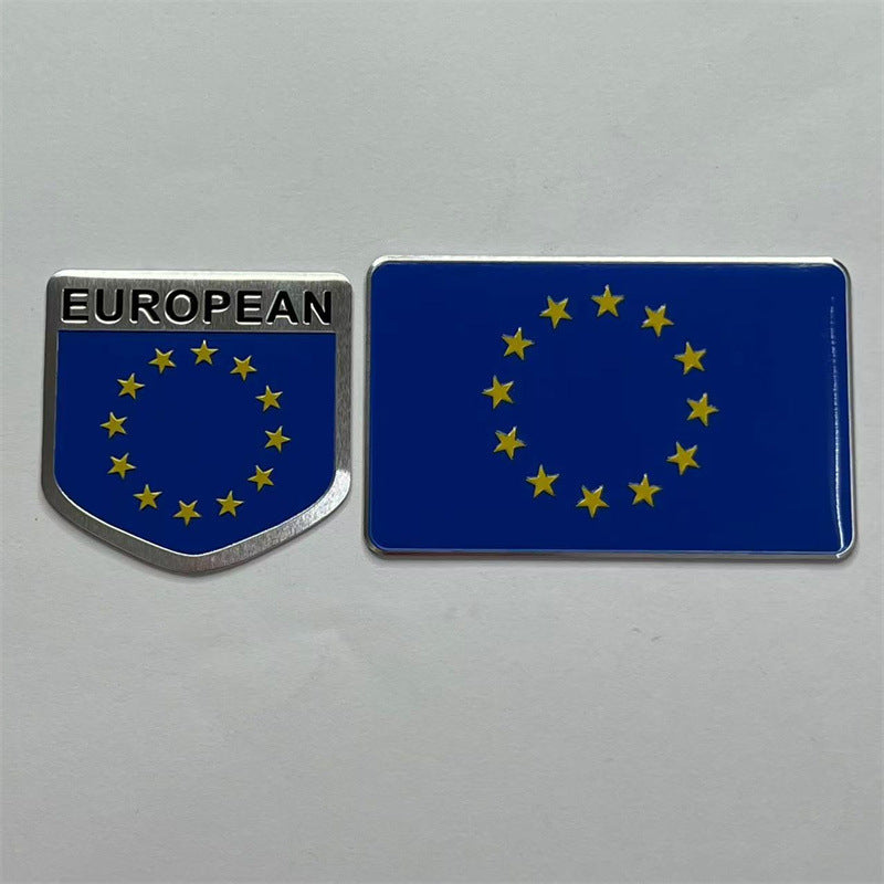 厂家现货批发车贴金属铝合金欧盟国旗车贴汽车改装装饰贴车身贴标