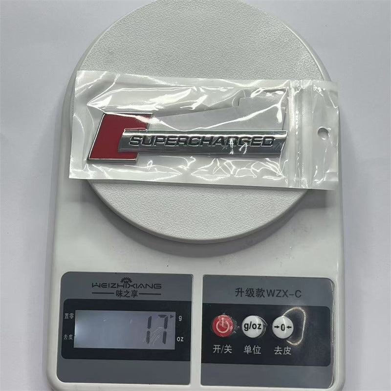 Suitable for SUPERCHARGED metal car labeling, turbocharged modified car metal sticker side sticker, applicable