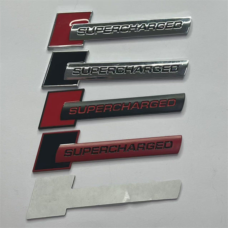 Suitable for SUPERCHARGED metal car labeling, turbocharged modified car metal sticker side sticker, applicable