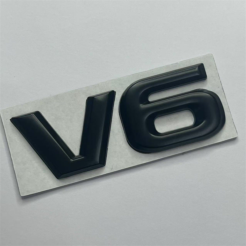 Car modification metal label, split V6 V8 large displacement label 3D three-dimensional rear decoration car sticker, side label
