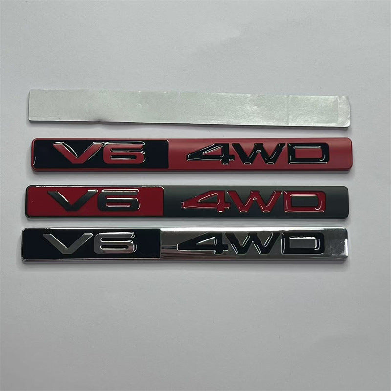 Suitable for car V6 4WD metal modified car logo 3D sports racing off-road body rear flap labeling