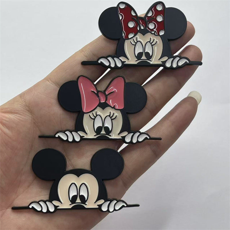 金属车贴米老鼠米奇米妮可爱车贴遮挡划痕遮盖车窗车贴叶子板侧标