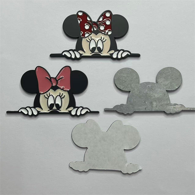 金属车贴米老鼠米奇米妮可爱车贴遮挡划痕遮盖车窗车贴叶子板侧标