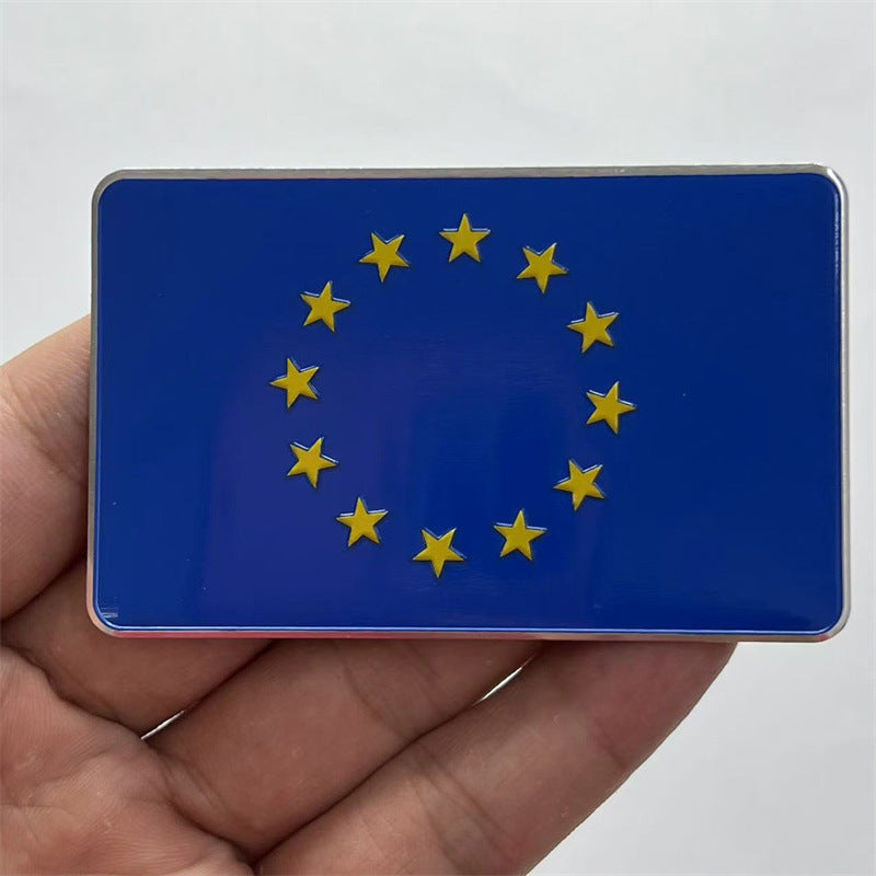 厂家现货批发车贴金属铝合金欧盟国旗车贴汽车改装装饰贴车身贴标